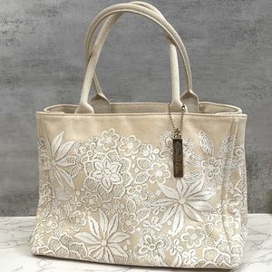 Oscar de la Renta painted canvas bag